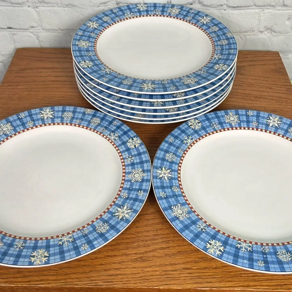 Set D-  Snowflake dinner plates set of 2 by Sakura Debbie Mumm 11”